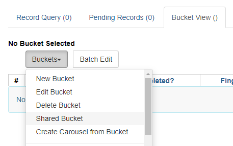 Shared Bucket is the fourth option in the Buckets dropdown list.