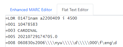 Example Flat Text Editor fields for large print book