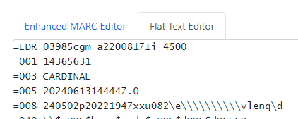 Example Flat Text Editor fields