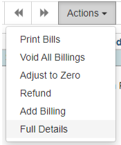 Actions dropdown menu with Full Details highlighted