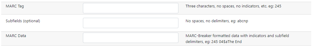 MARC Batch Edit template fields