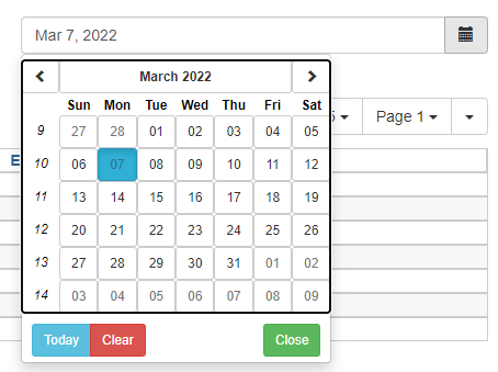 Clicking on the calendar icon next to the Date Filter field will bring up a calendar from which you can select the date you want to view closings for.