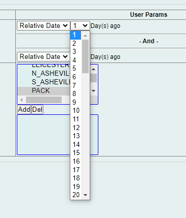 After changing the date filter to Relative Date, you get a drop-down menu with integers from 1-90.