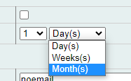 Day, Week, Month drop-down menu from the recurrence section of the report builder.