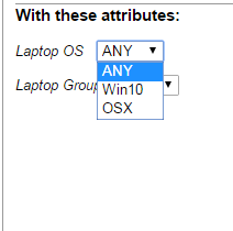 Laptop OS attribute options including ANY, Win10, and OSX