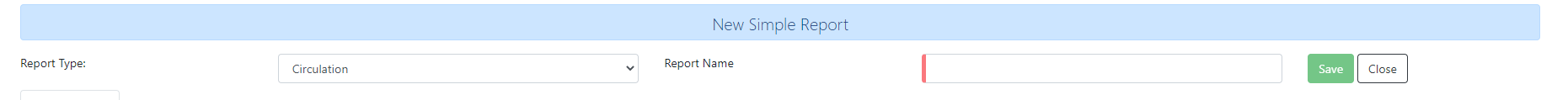 The Report Name field is to the right of the Report Type dropdown menu in the New Simple Report window.
