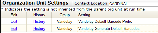 Vandelay temporary barcode and barcode prefix library settings