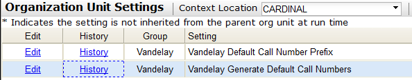 Vandelay temporary call number and call number prefix library settings
