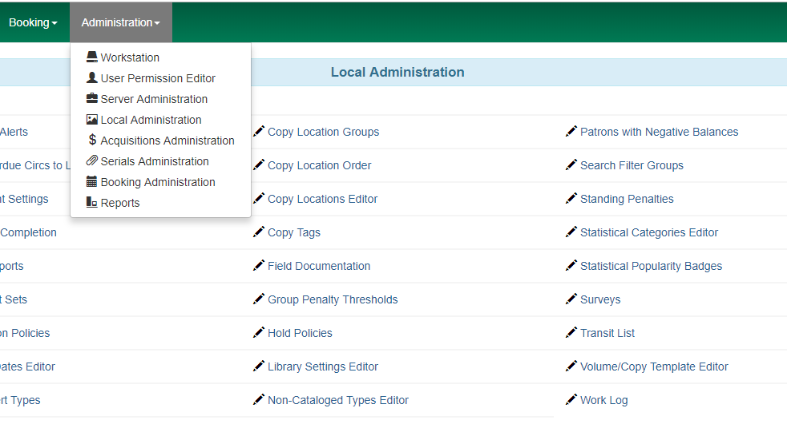 Local Administration is the fourth option listed in the Administration dropdown menu.