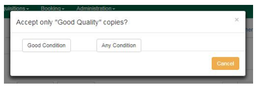 Select either Good Condition or Any Condition in the Accept only "Good Quality" copies? window.