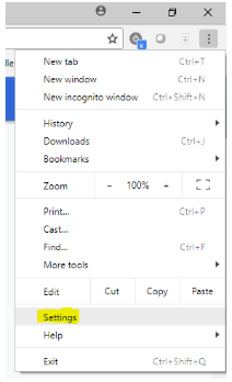 Settings is the eleventh option listed in the Chrome dropdown menu.