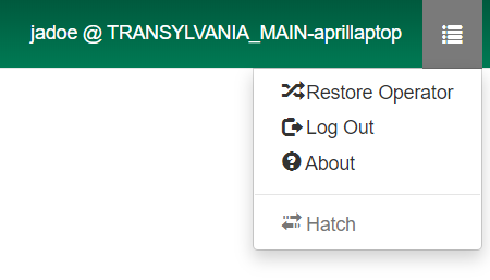 Restore Operator is the first option listed in the grey "hamburger" dropdown menu