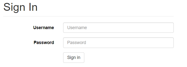 The default login page has fields for user name and password.