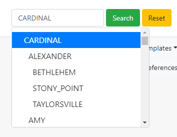 Library selection drop down menu from the staff interface catalog search.